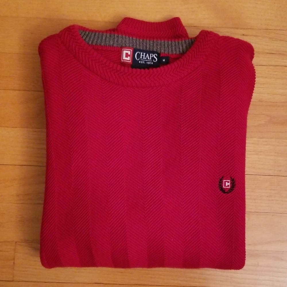 Chaps Men's Red Ribbed Sweater - Picture 2 of 6